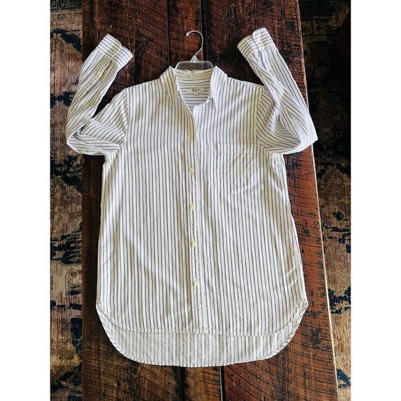 Not For Sale-Madewell Shirt in Dalton Stripe White & Blue Button Up Small - Picture 10 of 17